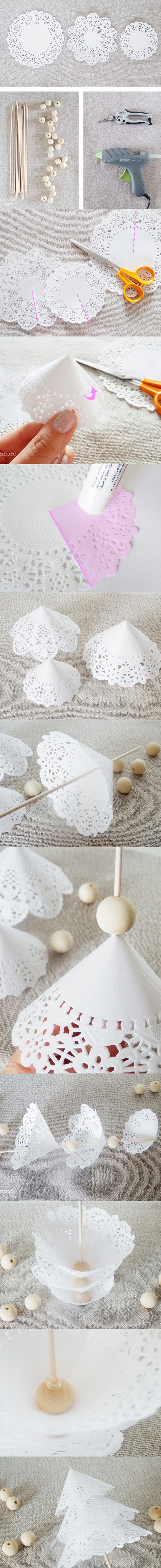 Cómo hacer originales arboles de Navidad con papel de pastelería