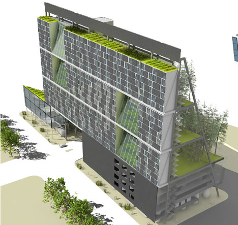 Edificios transformados en granjas dentro de la ciudad  