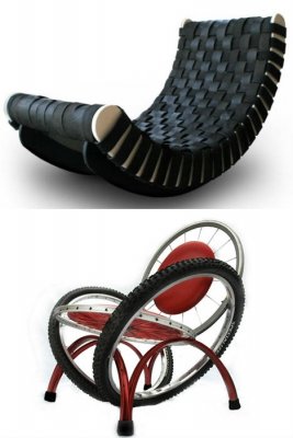 Furniture made using recycled tires 