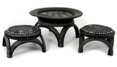 Furniture made using recycled tires 